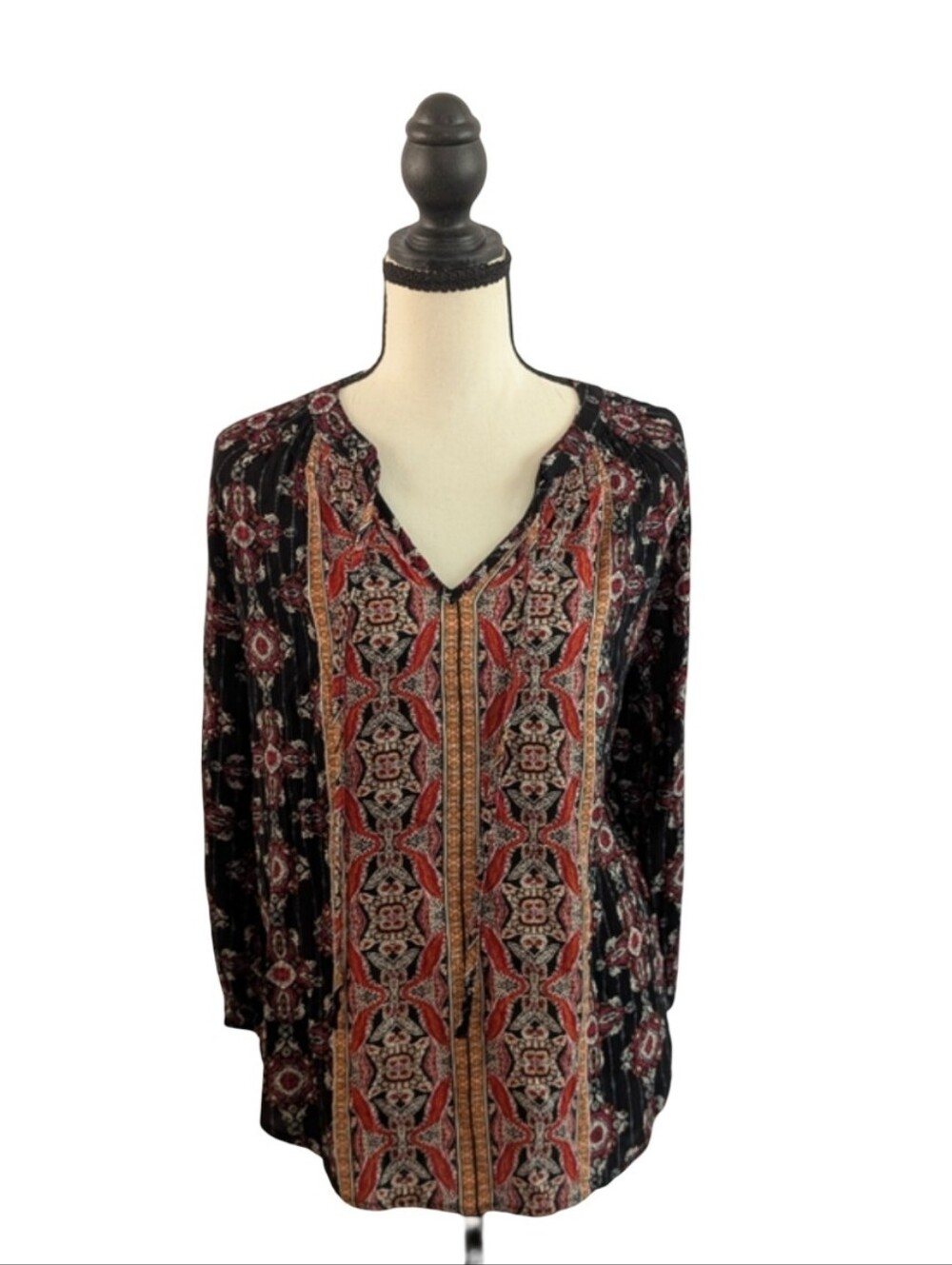 Mason & Belle Boho V-Neck Printed Peasant Top Size XS